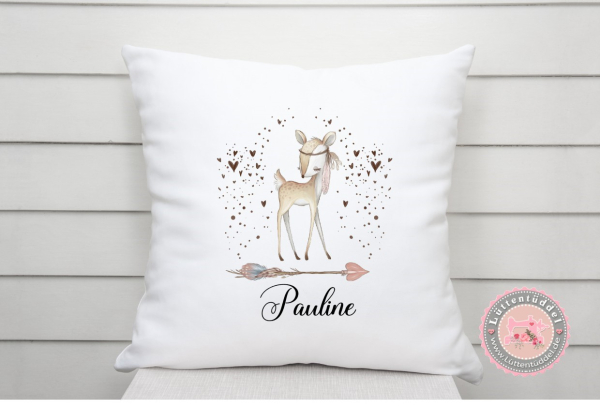 Indianer Reh Boho Kissen mit Namen KITA Einschulung Geburtstag Geburt Taufe Geschenk Geburtskissen von Lüttentüddel®